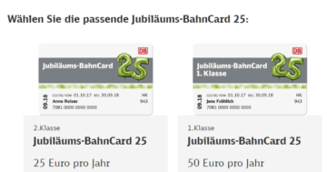 Jubiläums BahnCard 25