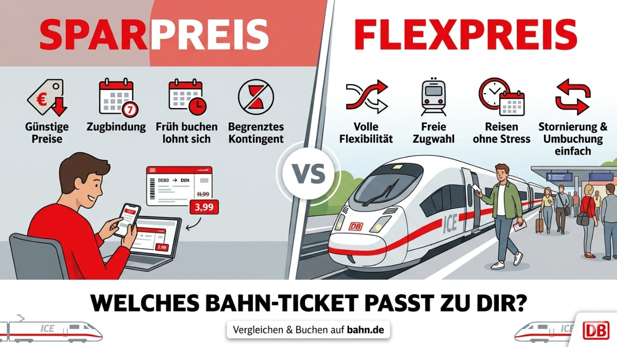 Sparpreis vs. Flexpreis: Welches Bahn-Ticket passt zu dir?